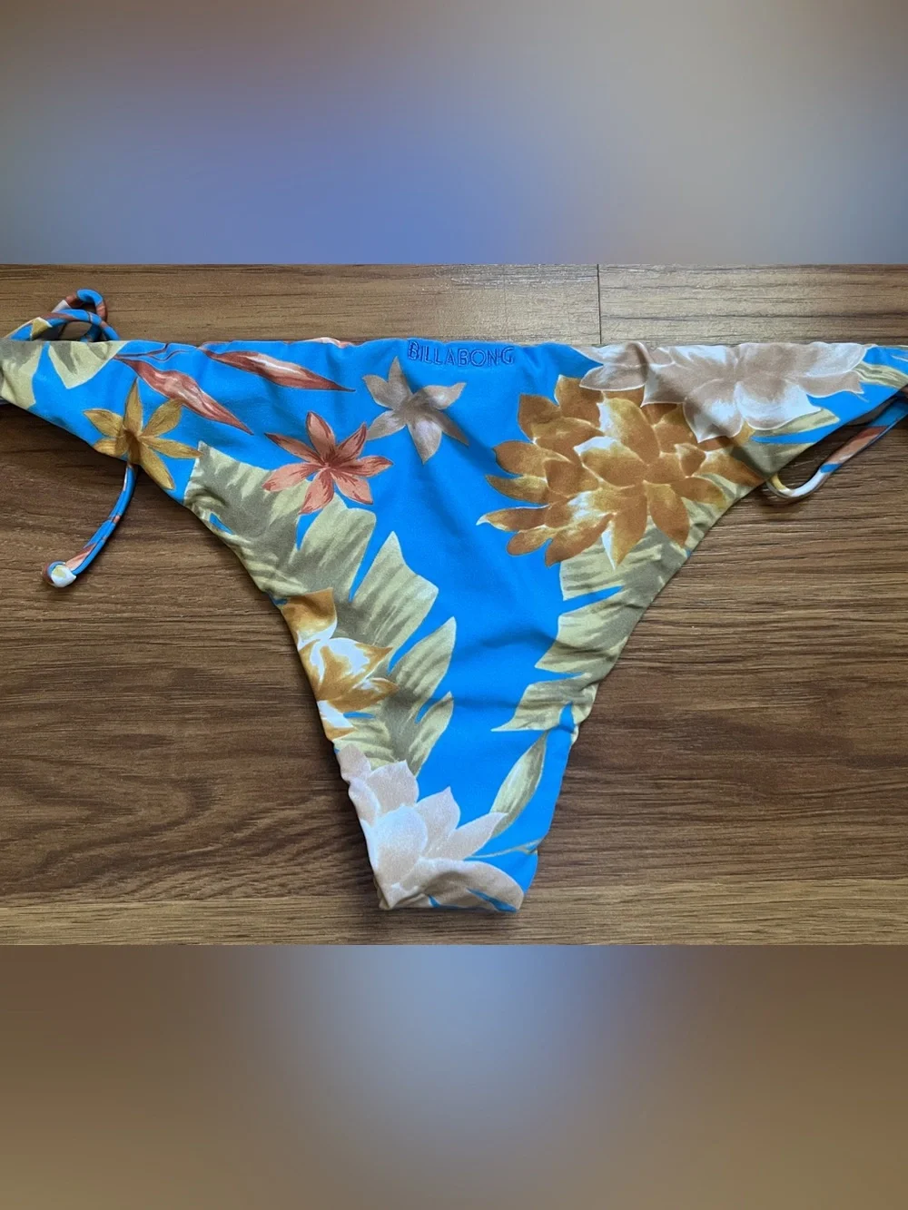 Billabong Palm Rise Isla Tie Side Bikini Bottom Blue Floral Tropical XL Skimpy